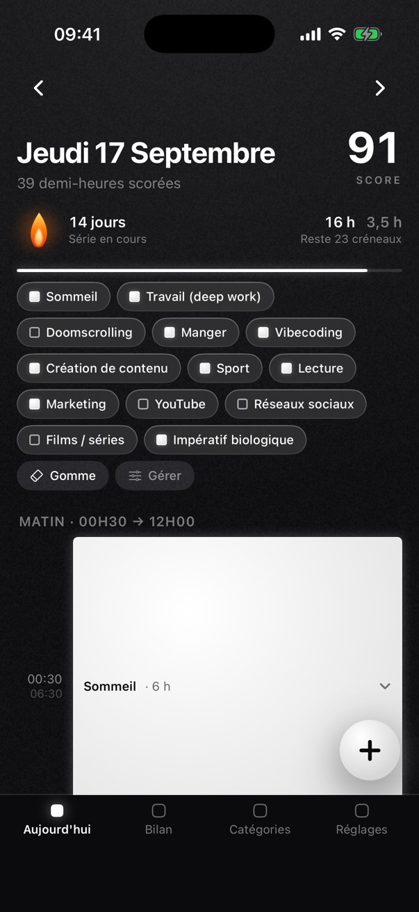 Halff sur iPhone : le score du jour, la série et les catégories